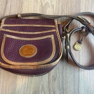 Dooney & Bourke Burgundy and Tan Crossbody Bag